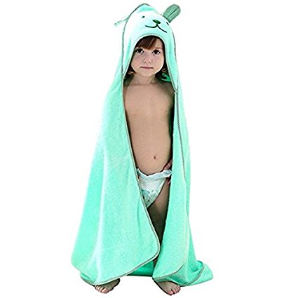 Baby Hooded Towel with Bear Ear- Soft and Thick 100% Cotton Bath Set for Girls, Boys, Infant ad Toddler, Good Choice for Baby Shower Gift … (Green)