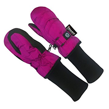 Chakka Snowblokka TM Kid's Snow Mittens Waterproof Nylon and made with 3m Thinsulate and Extra Long Sleeve Foldable Cover Up