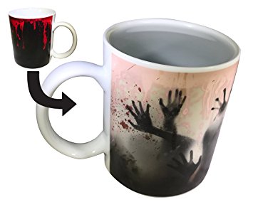 Blisslii Walking Dead inspired "DEAD INSIDE" Zombie Novelty Gift, Morphing Ceramic Coffee Mug, Cool Color Changing Unique Design Hidden Creepy Walkers Image Shows with Heat