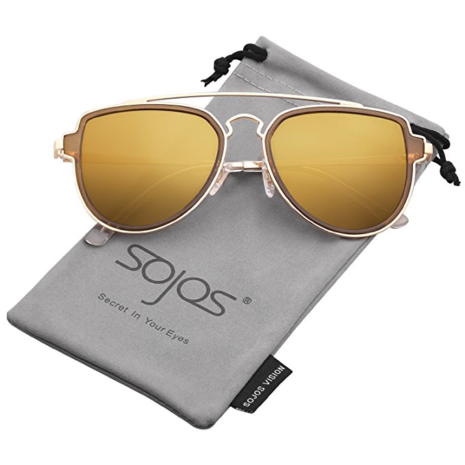 SojoS Fashion Polarized Aviator Sunglasses for Men Women Mirrored Lens SJ1051