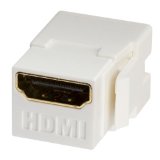 HDMI Inline Keystone Coupler Snap in for HDMI Wallplate Gold Plated - White