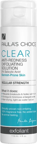 Paulas Choice Clear Regular Strength Anti-Redness Exfoliating Solution with 2 BHA Salicylic Acid for Moderate Acne - 4 oz