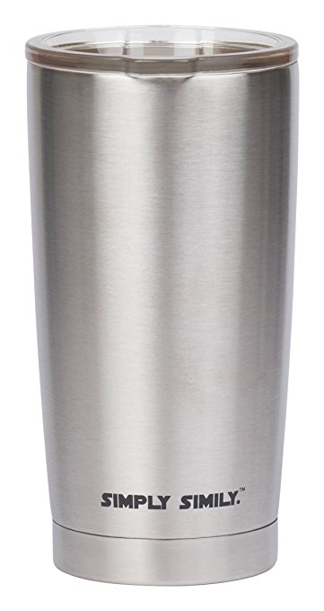 Simply Simily Stainless Steel Tumbler with Splashproof Lid - Double Wall Vacuum Insulation, 20 Oz