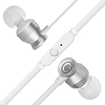 Earbuds, GGMM in Ear Earphones with Mic Bass Ear Buds Noise Cancelling Headphones with Microphones, C300 Silver