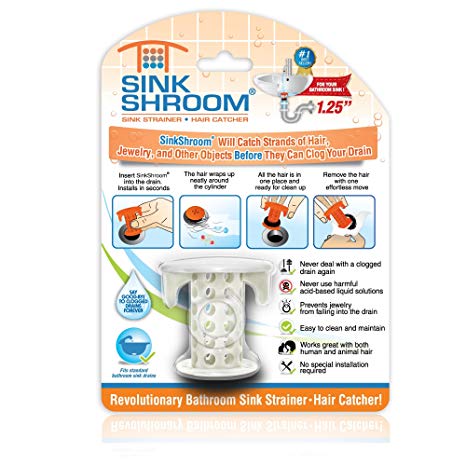 SinkShroom The Revolutionary Sink Drain Protector Hair Catcher/Strainer/Snare, White