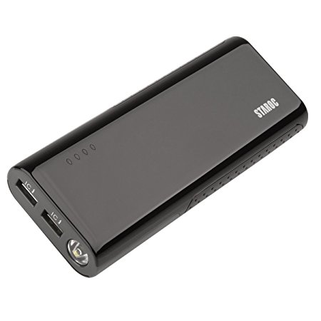 Staroc - 13000mAh High Capacity Portable Charger External Battery Power Bank with for iPhone 6 Plus 5S 5C 5 4S, Galaxy S6 S5 S4 Note Tab (Black&Gray)