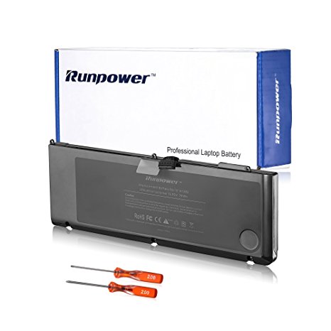 Runpower New Laptop Battery for Apple A1382 A1286 (only for Core i7 Early 2011 Late 2011 Mid 2012) Unibody Macbook Pro 15"   Two Free Screwdrivers - 18 Months Warranty [Li-Polymer 6-cell 79Wh/7200mAh]