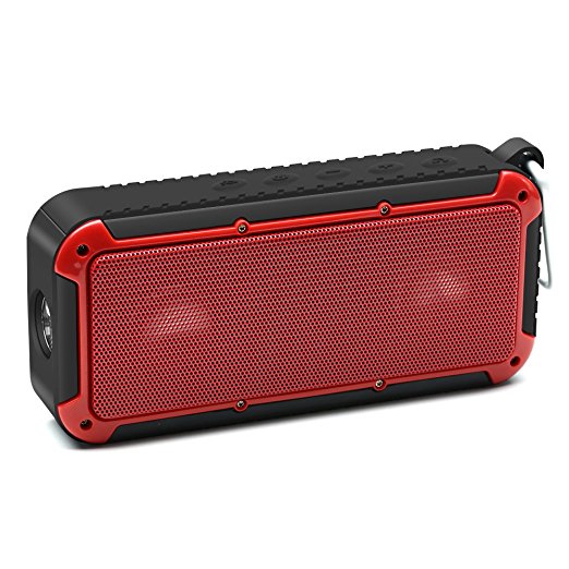 New Bee Superior Sound Wireless Bluetooth Waterproof Outdoor Bicycle Speaker - 18 Core 5W x 2 Titanium Coating Horn, Bass Diaphragm for iPod / iPhone,Computers,All Digital Audio Devices - Red