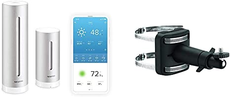 Netatmo Weather Station Indoor Outdoor with Wireless Outdoor Sensor - Compatible with Amazon Alexa & Mount, for Netatmo Rain Gauge and Wind Gauge - Retail Packaging - Black (NWM01-WW)