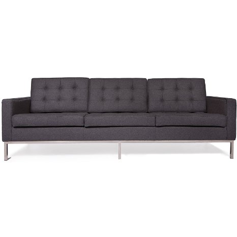 LeisureMod Modern Florence Style Sofa Set Wool (Dark Gray, Sofa)