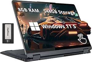 Lenovo IdeaPad Flex 5i 2-in-1 14" FHD  Touchscreen Laptop, Intel i3-1215U, 8GB LPDDR4, 544GB Storage(256GB SSD  288GB Docking Station Set), Backlit Keyboard, Fingerprint Reader, Win 11 S, Storm Grey