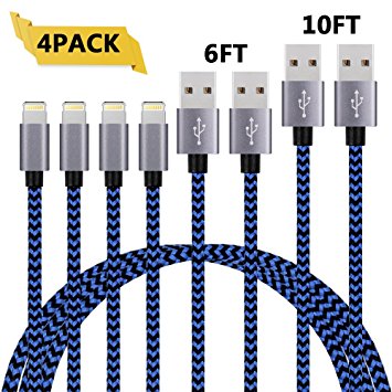 iphone Charger Additt Lightning Cable Nylon Braided 8 Pin Lightning to USB Charger Cable Cord iPhone Cable for iphone 7/7plus se 6s 6s plus 6plus 6 5s 5C 5 iPad iPod Mini and More