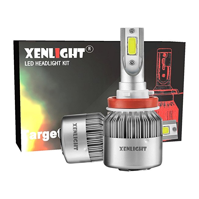 Xenlight H11(H8,H9) LED Headlight Bulbs with Saber Beam-60W 6000K 6,000Lm- Bulb and Kit -Cool White-2 Yr Warranty