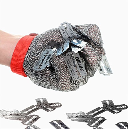 Inf-way 304L Brushed Stainless Steel Mesh Cut Resistant Chain Mail Gloves Kitchen Butcher Working Safety Glove 1pcs (Medium)