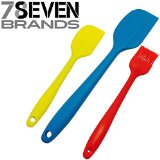 3 Piece High End Silicone Kitchen Ware Spatula and Oil Brush Set Assorted Colors SUPER VALUE