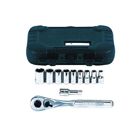 Craftsman 11 Piece 6 Point Standard 1/4 Inch Socket Wrench Set, 9-34860