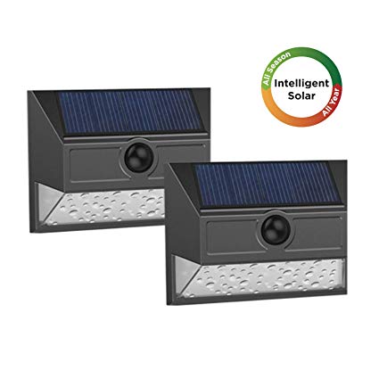 Westinghouse Intelligent Solar Motion Sensor Lights Outdoor, Premium 30 LED 800 Lumens, Teardrop Seeded Shade, Wireless Security Light for Garden, Patio, Yard (2pk)