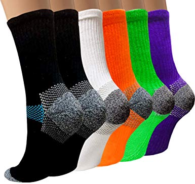 Copper Plantar Fasciitis Running Compression Socks for Men & Women – 3/6 Pairs Arch Support Ankle Socks for Athletic&Travel