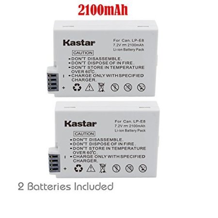 Kastar Battery 2-Pack for Canon LP-E8 LC-E8E work with Canon EOS 550D EOS 600D EOS 700D EOS Rebel T2i EOS Rebel T3i EOS Rebel T4i EOS Rebel T5i Cameras