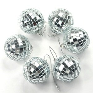 Cosmos ® 6 pcs 1.8 Inch Disco Ball Mirror Party Christmas Xmas Tree Ornament Decoration with Cosmos Fastening Strap