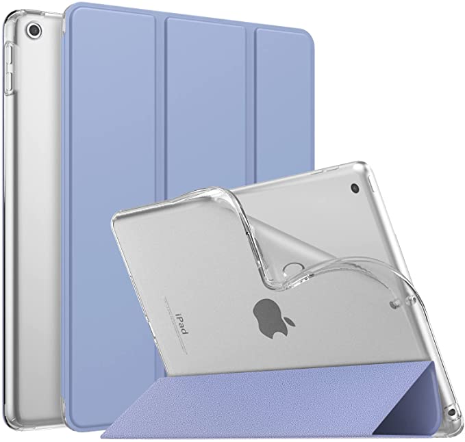 MoKo Case for New iPad 9th/8th/7th Gen Case (2021/2020/2019), Soft TPU Translucent Frosted Back Cover Slim Shell Protective Case with Stand for iPad 10.2 inch,Auto Wake/Sleep, Lavender Purple