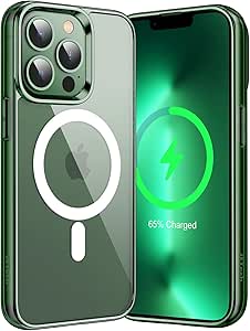 JETech Magnetic Case for iPhone 13 Pro Max 6.7-Inch Compatible with MagSafe Wireless Charging, Shockproof Phone Bumper Cover, Anti-Scratch Clear Back (Alpine Green)