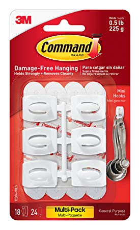 Command Mini Hooks Value Pack, White, 18-Hooks (17006-18ES)