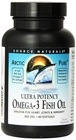 SOURCE NATURALS Arctic Pure Omega-3 Fish Oil Ultra Potency 850 Mg Soft Gel, 60 Count