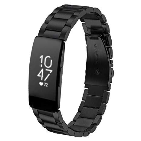 VIGOSS Metal Bracelet Compatible with Fitbit Inspire HR Bands/Fitbit Inspire Band Stainless Steel Inspire Metal Strap Replacement Wristband for Fitbit Inspire/Fitbit Inspire HR Fitness Tracker Black