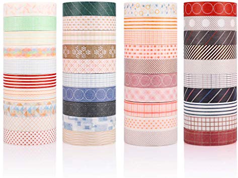 Accmor 40 Rolls Washi Tape Set, Decorative Washi Masking Tape for Scrapbooking, Bullet Journals, Planners, Gift Wrapping,DIY Decor and Craft Supplies