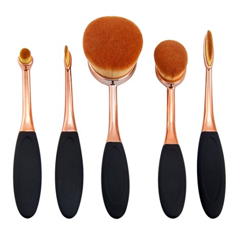 Yoseng Oval Foundation Brush 5 Pcs Toothbrush makeup brushes Fast Flawless Application Liquid Cream Powder Foundation