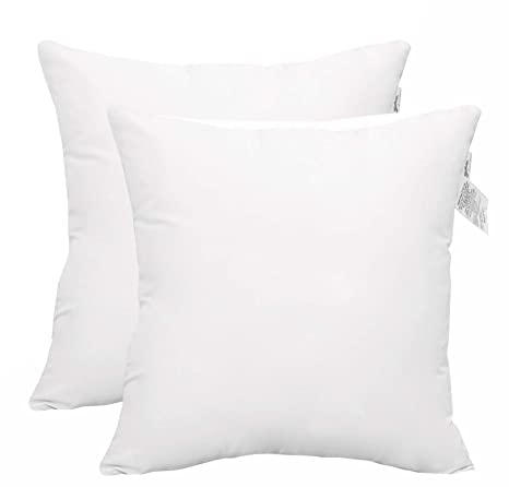 ACCENTHOME 2 Packs Throw Pillow Inserts Hypoallergenic Square Form Sham Stuffer 20" x 20"