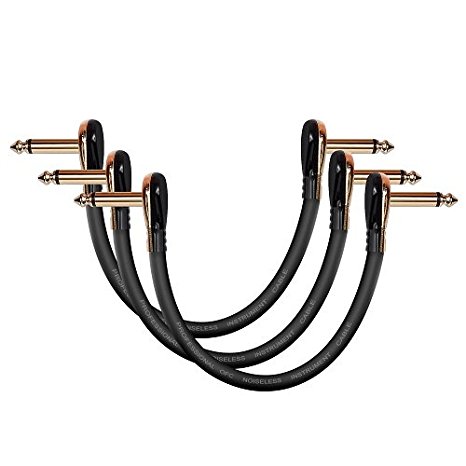 Donner Guitar Patch Cables Right Angle, 15 cm 1/4 Instrument Cables for Effect Pedals 3 Pack