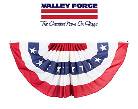 Valley Forge American Flag Bunting Banner | Pleated US Fan Flag withStars and Stripes | Patriotic Decor for Porch