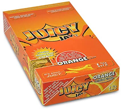 24 Packs (1 box) Juicy Jay's 1.25" Pure Hemp Rolling Papers - Orange
