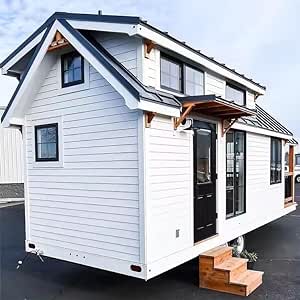 New Luxury ModrenTiny House On Wheels Shipping Container Homes Movable Prefabricated Green Modular Wheels Tiny Trailer House (20 Feet Wheel House)