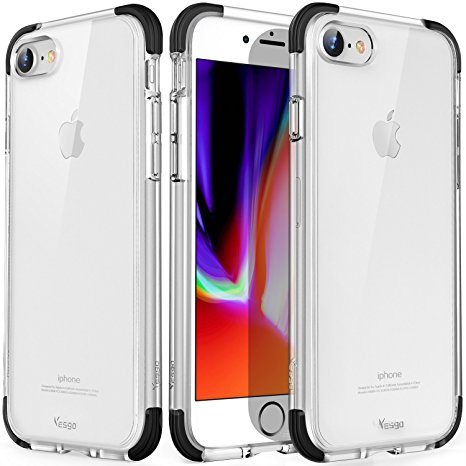 iPhone 8 Case, Clear iPhone 7 Case Cover Crystal Shock-Absorption Soft TPU Bumper and Anti-Scratch Ultra Slim Case for Apple iPhone 7 (2016) & iPhone 8 (2017)- Black