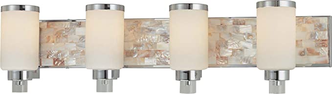 Minka Lavery Wall Light Fixtures 3244-77 Cashelmara Reversible Glass Bath Vanity Lighting, 4 Light, 400 Watts, Chrome