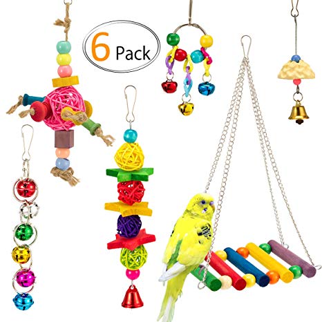 MEWTOGO Small Parrot Toys for Parakeets,Cockatiels,Conures and Love Birds