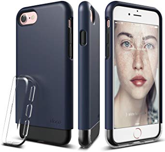 elago iPhone 7 Case [Glide][Jean Indigo/Crystal Clear] - [Multi-Option Case][Military Drop Test Certified][Sophisticated Shock Absorption] - for iPhone 7