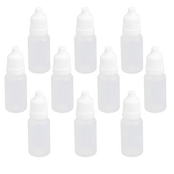 Homyl 10 Pieces Refillable White Empty Plastic Squeezable Dropper Bottles Container Eye Drops Lab Liquid Tools - Capacity 10ml/15ml/20ml/30ml - 10ml