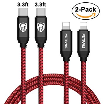 USB C to Lightning Cable, Metrans 3FT 2Pack [Upgrade] USB 2.0 Type C to Lightning Sync &Data Cable for iPhone iPad Connect to Macbook and other Type-C Devices (3ft/1m) (2 Pack, Red)