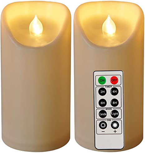 CANDLE CHOICE 3‘’x7" Flameless Candles Battery Operated LED Candles with Remote Control&Timer for Home Party Decoration (2 Pack, Ivory)