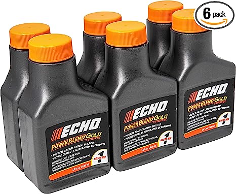 Echo Products, Echo 6450001G Power Blend Gold Oil Mix 50:1 for 2 stroke2cycle Outdoor Power Equipment, High Performance Semi Synthetic, Low Smoke Emission 2.6 fl oz (6 Pack), 6450001G 2.6 fl oz