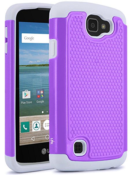 LG K4 / LG Spree / LG Optimus Zone 3 / LG Rebel LTE Case, LK [Shock Absorption] Hybrid Dual Layer Armor Defender Protective Cases Cover (Violet)