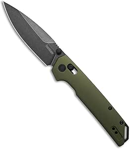 Kershaw OD Green Iridium Folding Pocket Knife, OD Green Aluminum Handle, Blackwash 3.5 inch D2 Steel Blade, DuraLock Locking Mechanism