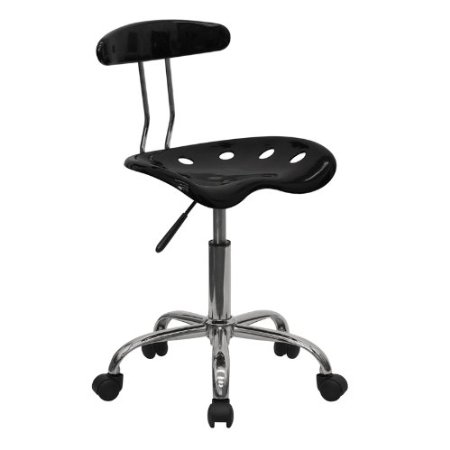 Vibrant Black and Chrome Task Chair with Tractor Seat