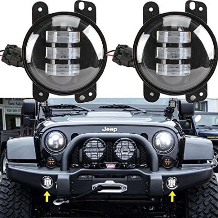 Sunpie 2015 New 2pcs 4 Inch 30w Cree Led Fog Lights Len Projector for Jeep Tractor Boat Led Fog Lamps Bulb Auto Led Headlight Driving Offroad Lamp for Jeep Wrangler Dodge Chrysler Front Bumper Lights