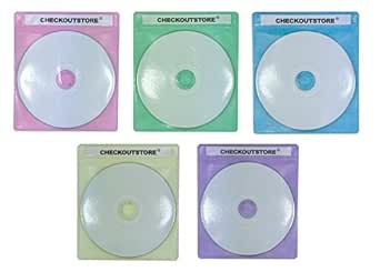 CheckOutStore (100) Premium CD Double-Sided Storage Plastic Sleeve (Assorted Color)