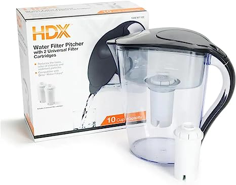 HDX Water Filter Pitcher with 2 Universal Cartridges (6-Cup Capacity)